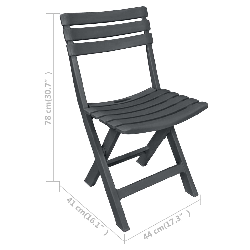 vidaXL Garden Bistro Set | Anthracite | Plastic | Compact | Foldable