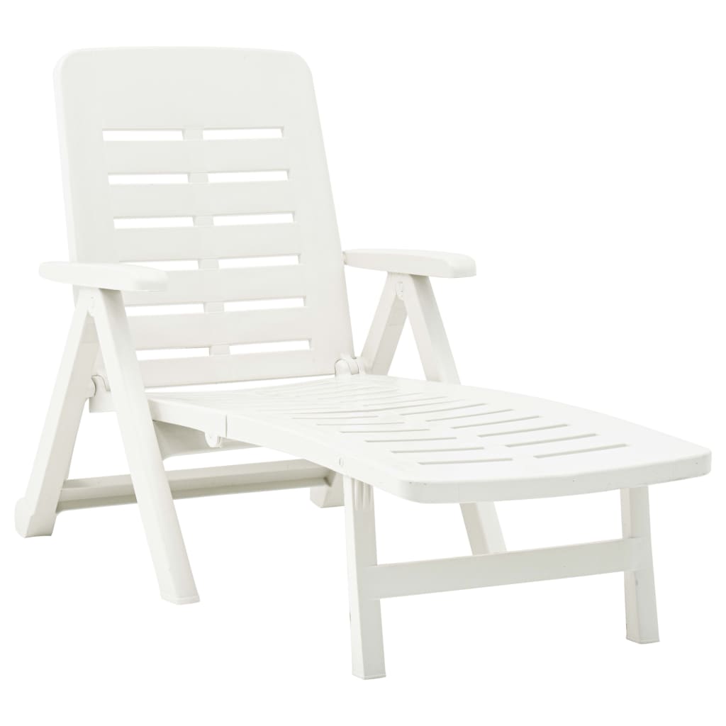 vidaXL Sunlounger | White | Plastic | Standard | Foldable | Folding Sun Lounger