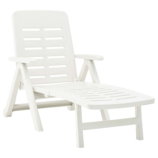 vidaXL Sunlounger | White | Plastic | Standard | Foldable | Folding Sun Lounger