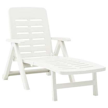 48754 vidaXL Folding Sun Lounger Plastic White