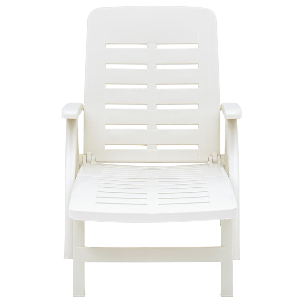 vidaXL Sunlounger | White | Plastic | Standard | Foldable | Folding Sun Lounger