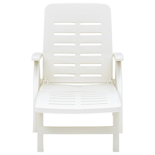 vidaXL Sunlounger | White | Plastic | Standard | Foldable | Folding Sun Lounger