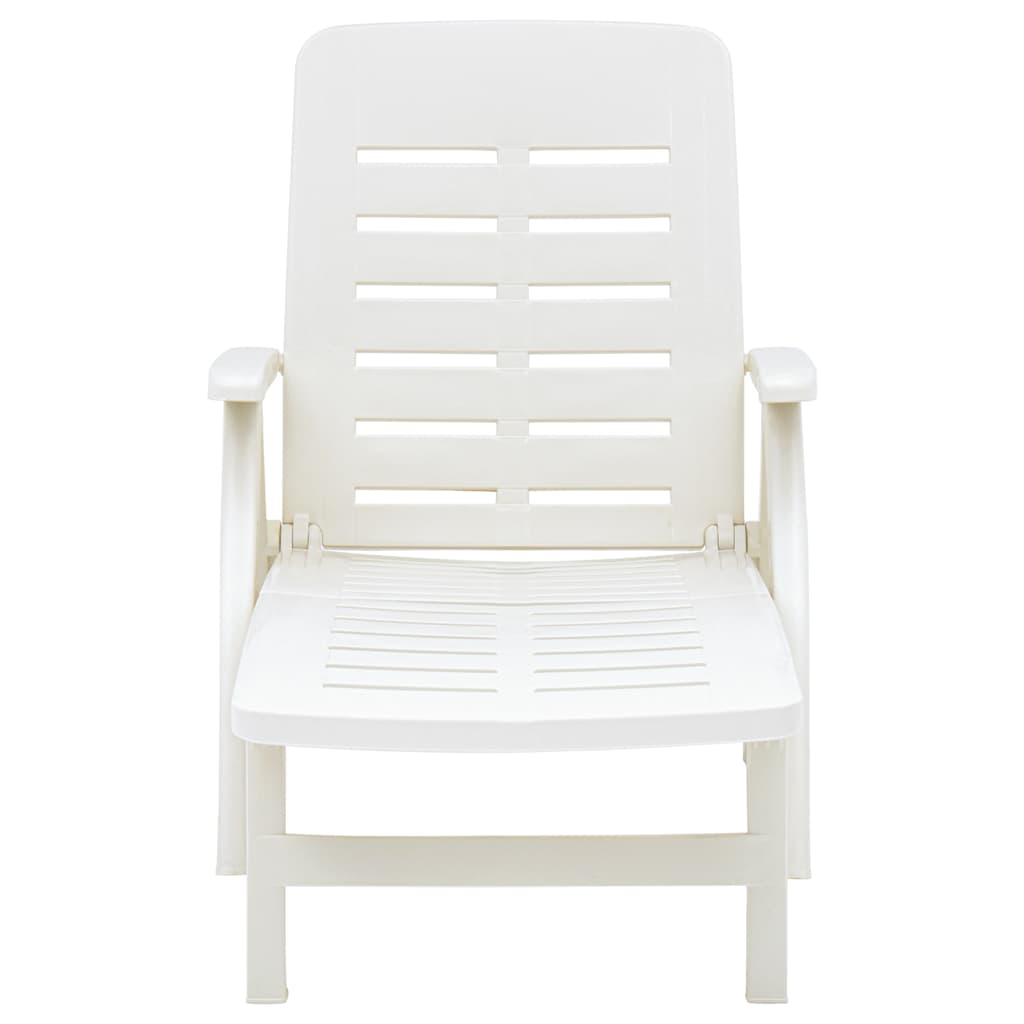 48754 vidaXL Folding Sun Lounger Plastic White