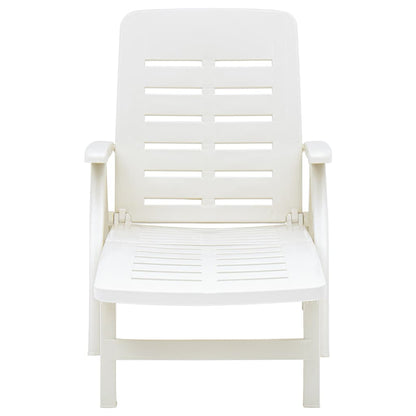 48754 vidaXL Folding Sun Lounger Plastic White