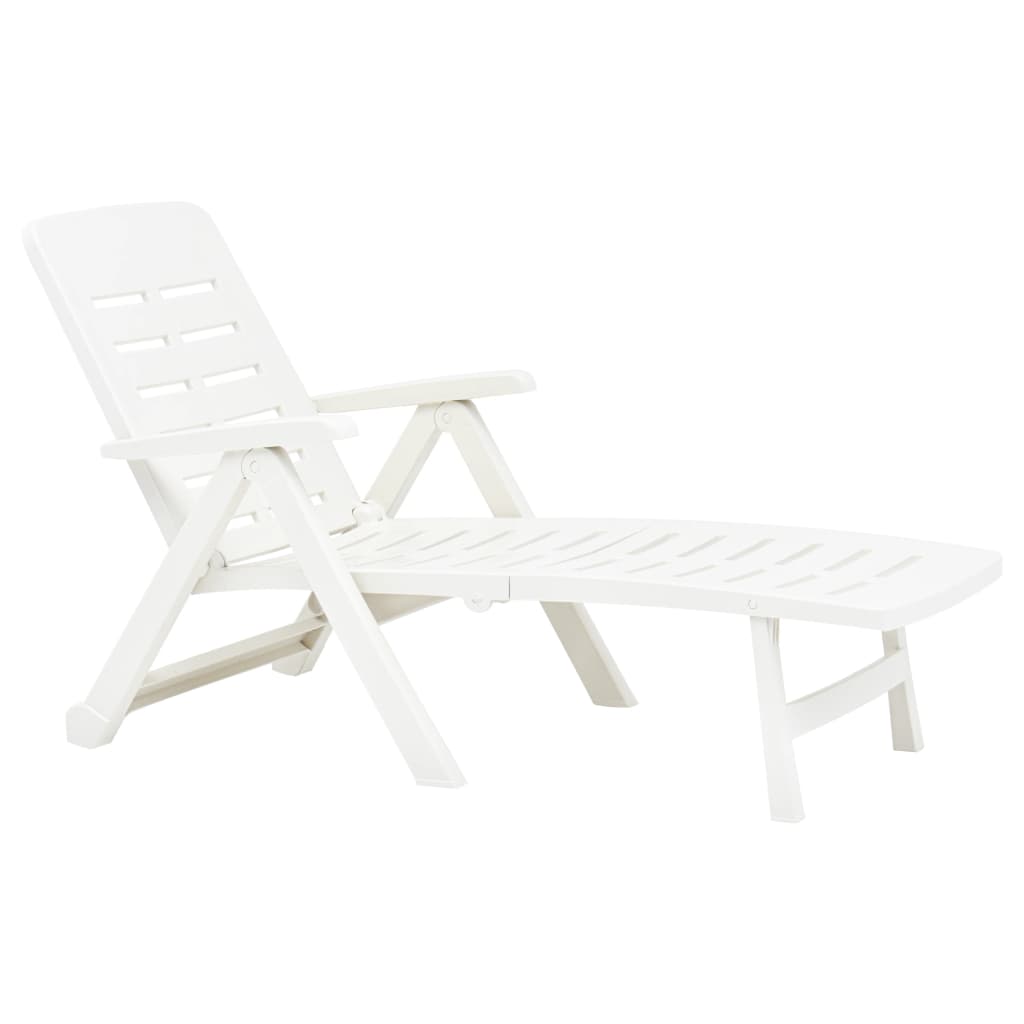 vidaXL Sunlounger | White | Plastic | Standard | Foldable | Folding Sun Lounger