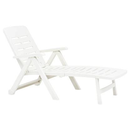 vidaXL Sunlounger | White | Plastic | Standard | Foldable | Folding Sun Lounger