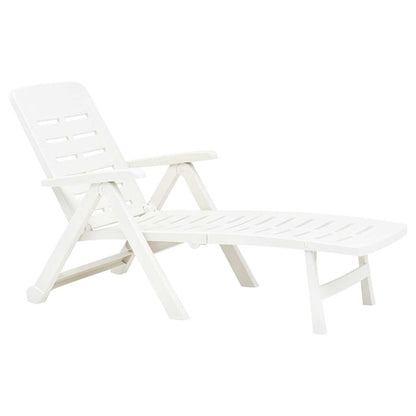 48754 vidaXL Folding Sun Lounger Plastic White