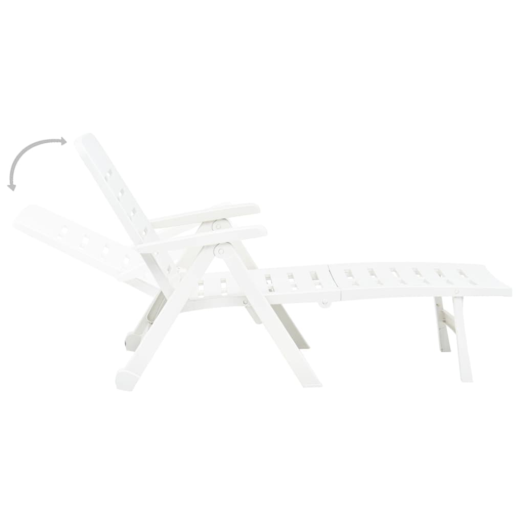 vidaXL Sunlounger | White | Plastic | Standard | Foldable | Folding Sun Lounger