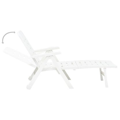 vidaXL Sunlounger | White | Plastic | Standard | Foldable | Folding Sun Lounger