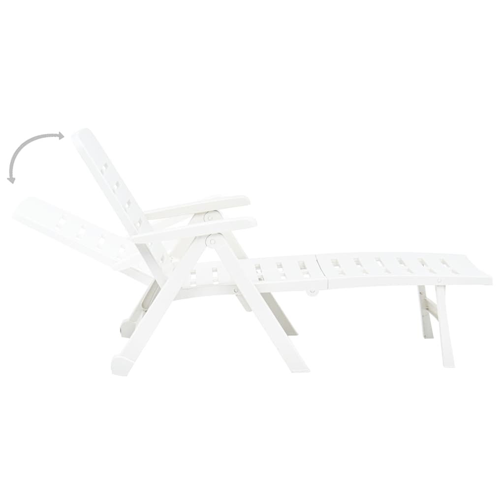 48754 vidaXL Folding Sun Lounger Plastic White
