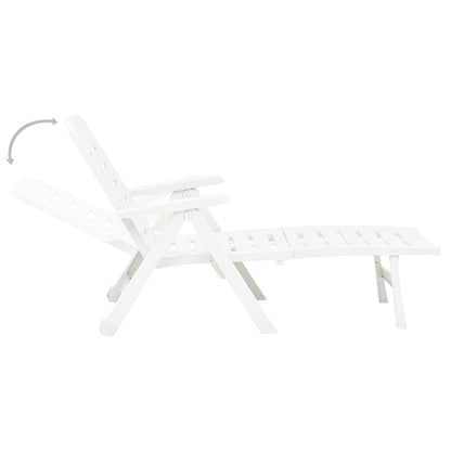 48754 vidaXL Folding Sun Lounger Plastic White