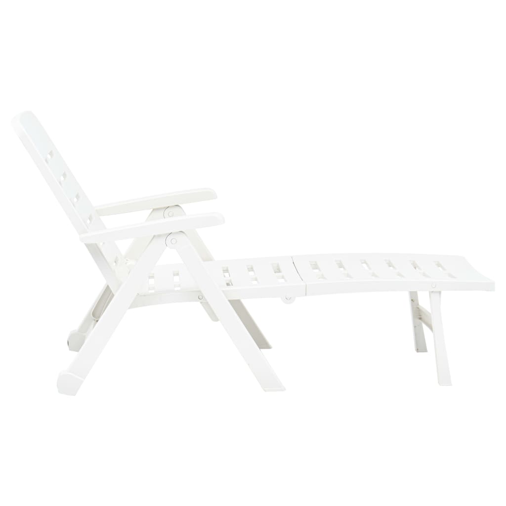 vidaXL Sunlounger | White | Plastic | Standard | Foldable | Folding Sun Lounger