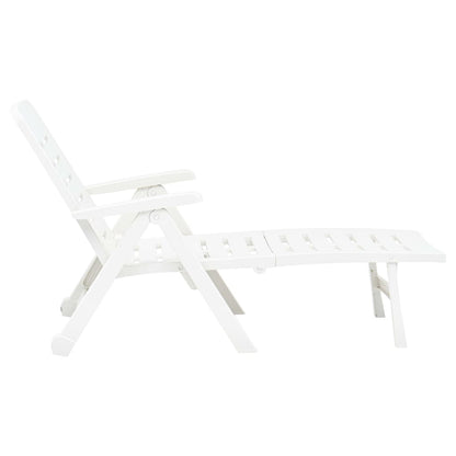 vidaXL Sunlounger | White | Plastic | Standard | Foldable | Folding Sun Lounger