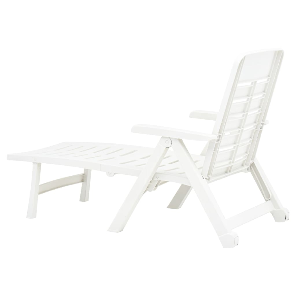 vidaXL Sunlounger | White | Plastic | Standard | Foldable | Folding Sun Lounger