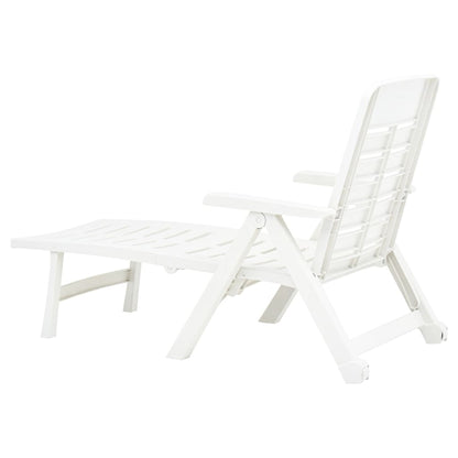 vidaXL Sunlounger | White | Plastic | Standard | Foldable | Folding Sun Lounger