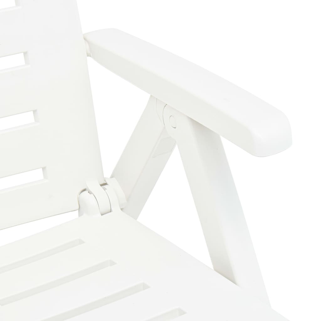 vidaXL Sunlounger | White | Plastic | Standard | Foldable | Folding Sun Lounger