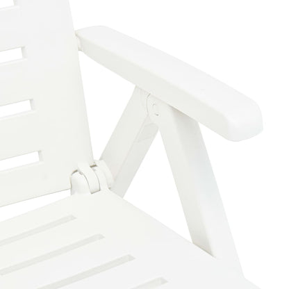 vidaXL Sunlounger | White | Plastic | Standard | Foldable | Folding Sun Lounger