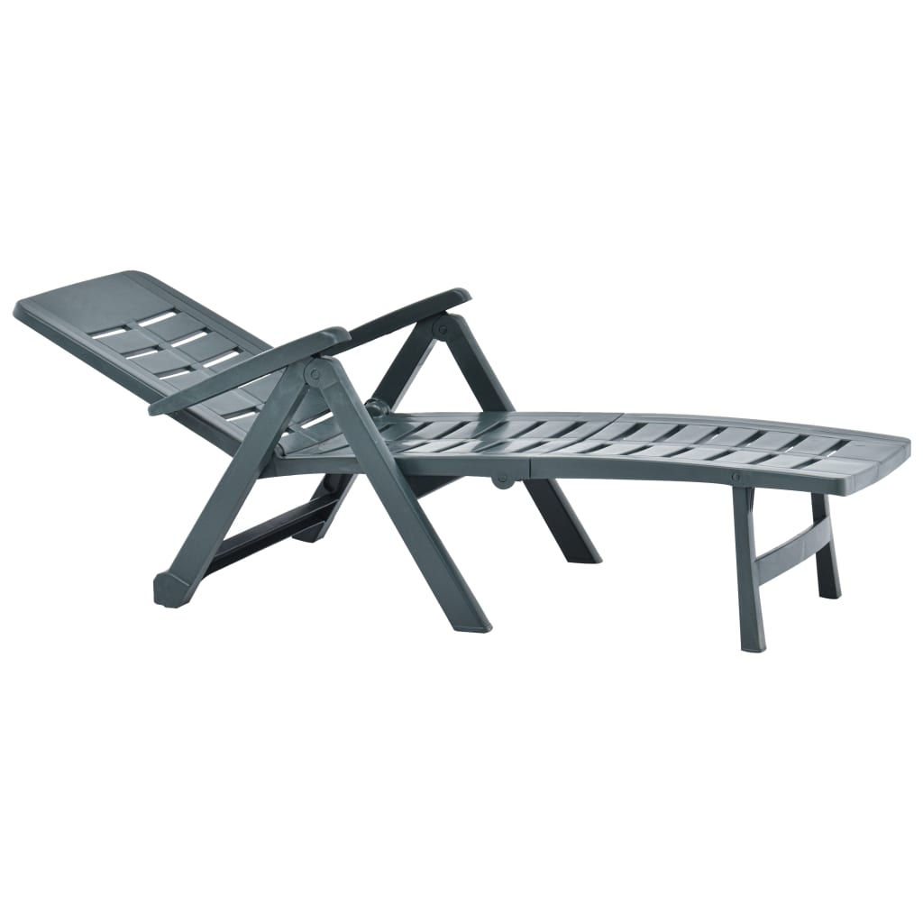 vidaXL Sunlounger | Green | Plastic | One-size | Foldable | Sun Lounger