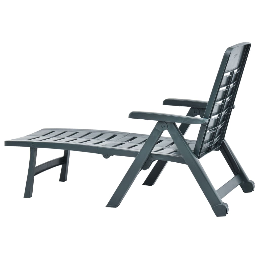 vidaXL Sunlounger | Green | Plastic | One-size | Foldable | Sun Lounger