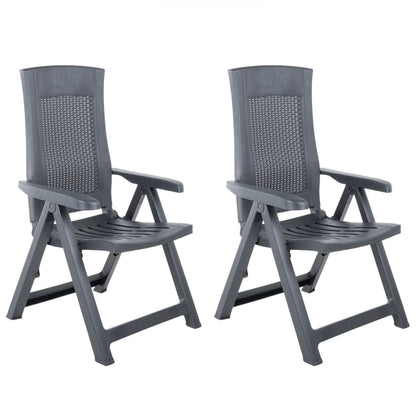 vidaXL Garden Reclining Chairs 2 pcs Plastic Anthracite
