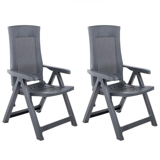 vidaXL Reclining Folding Chairs 2 pcs Plastic Anthracite