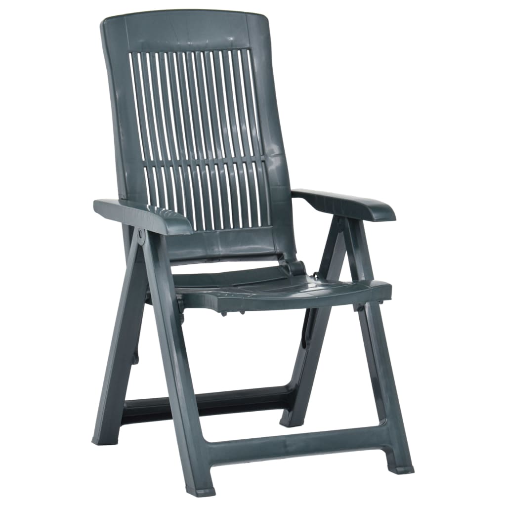 vidaXL Garden Reclining Chairs 2 pcs Plastic Green