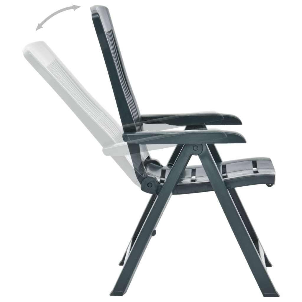 vidaXL Garden Reclining Chairs 2 pcs Plastic Green