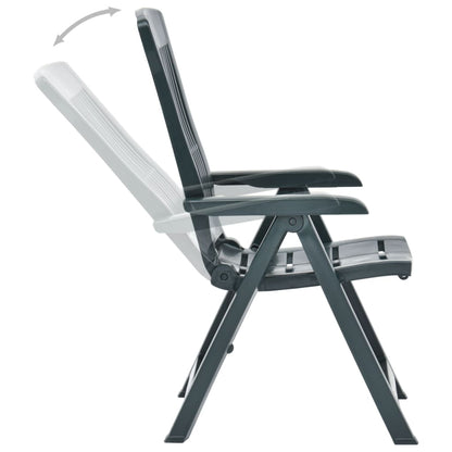 vidaXL Garden Reclining Chairs 2 pcs Plastic Green