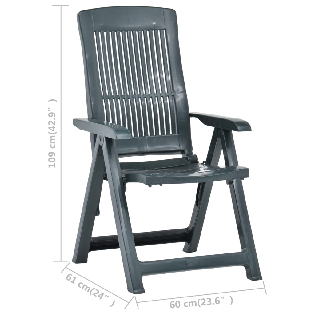 vidaXL Garden Reclining Chairs 2 pcs Plastic Green