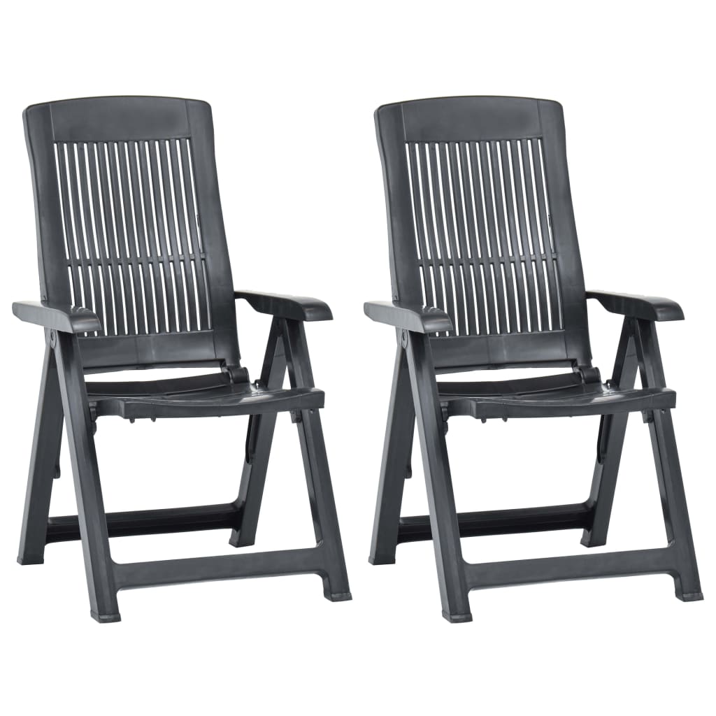 vidaXL Garden Chair | Set of 2 | Anthracite | Plastic | Standard | Foldable