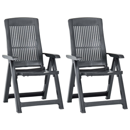 vidaXL Garden Chair | Set of 2 | Anthracite | Plastic | Standard | Foldable