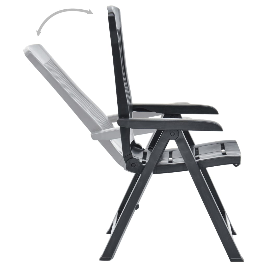 vidaXL Garden Chair | Set of 2 | Anthracite | Plastic | Standard | Foldable