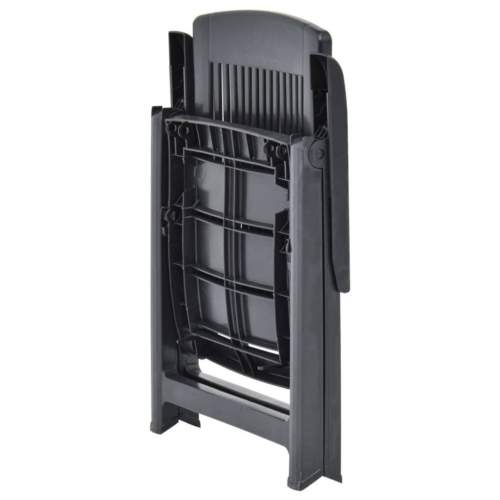 vidaXL Garden Chair | Set of 2 | Anthracite | Plastic | Standard | Foldable