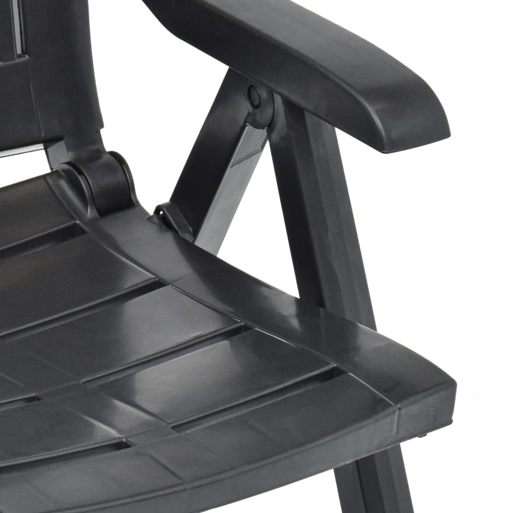 vidaXL Garden Chair | Set of 2 | Anthracite | Plastic | Standard | Foldable