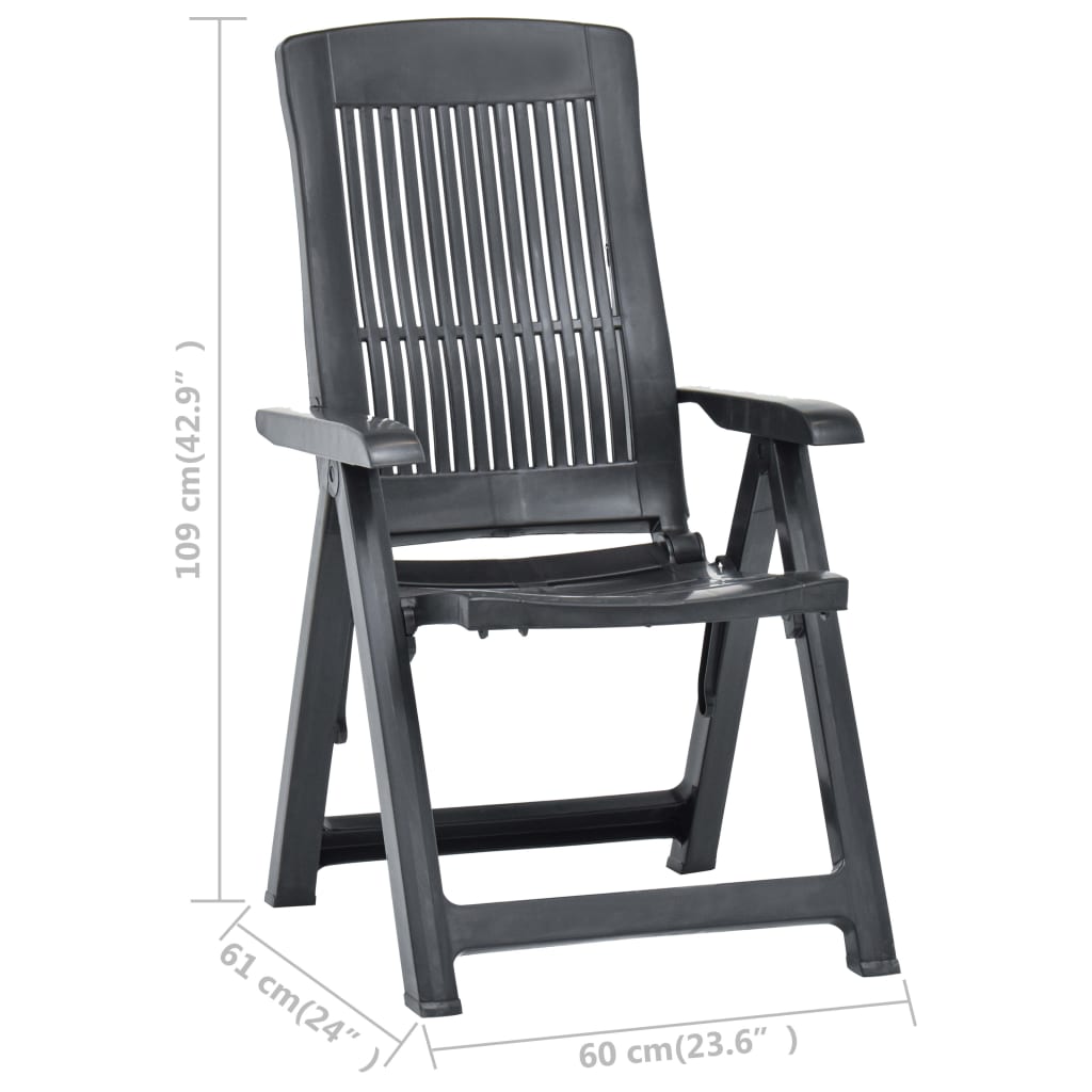 vidaXL Garden Chair | Set of 2 | Anthracite | Plastic | Standard | Foldable