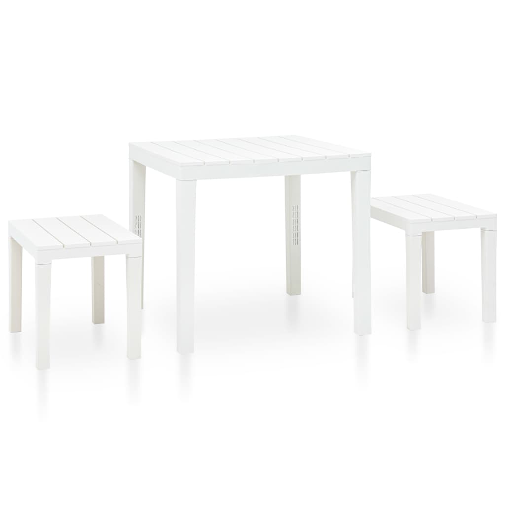 vidaXL Garden Set | White | Plastic | Medium | Durable | Garden Set | Square