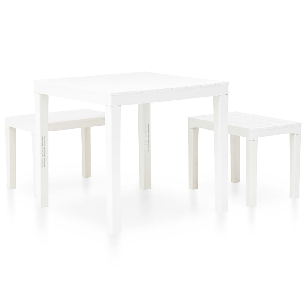 vidaXL Garden Set | White | Plastic | Medium | Durable | Garden Set | Square