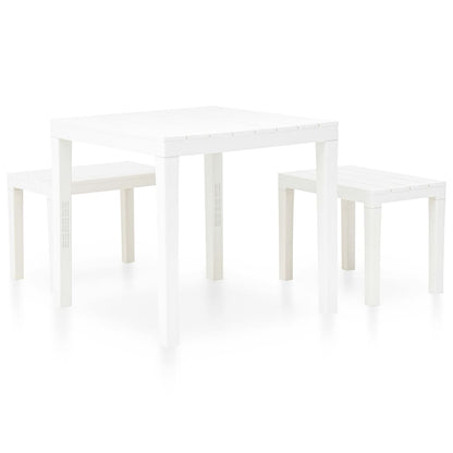 vidaXL Garden Set | White | Plastic | Medium | Durable | Garden Set | Square