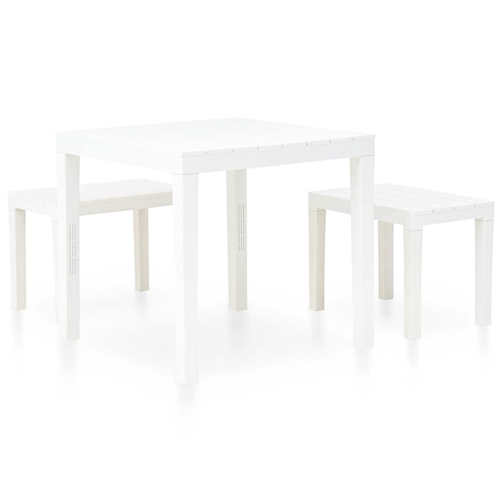 vidaXL Garden Set | White | Plastic | Medium | Durable | Garden Set | Square