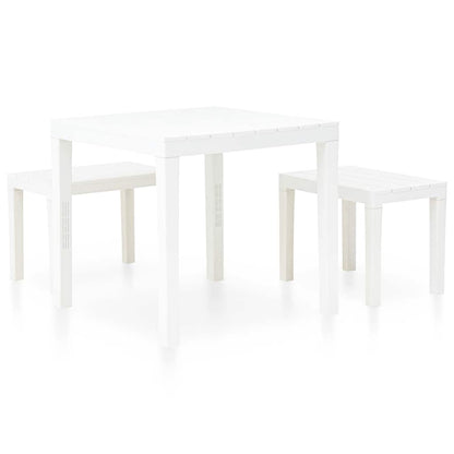 vidaXL Garden Set | White | Plastic | Medium | Durable | Garden Set | Square