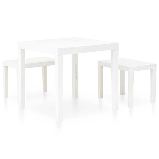 vidaXL Garden Set | White | Plastic | Medium | Durable | Garden Set | Square