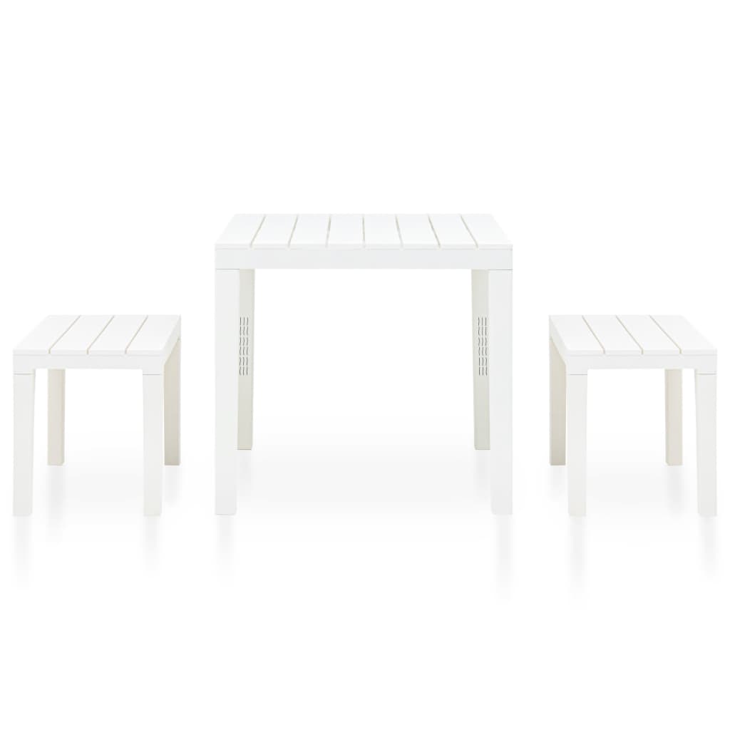 vidaXL Garden Set | White | Plastic | Medium | Durable | Garden Set | Square