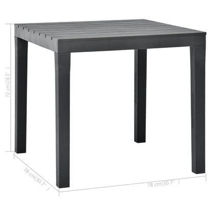 vidaXL Garden Table Anthracite 78x78x72 cm Plastic