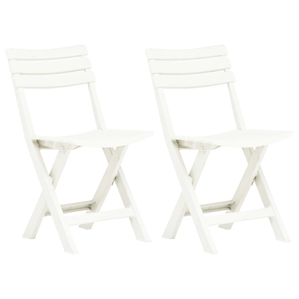 vidaXL Garden Chair | Set of 2 | White | Plastic | Standard | Foldable