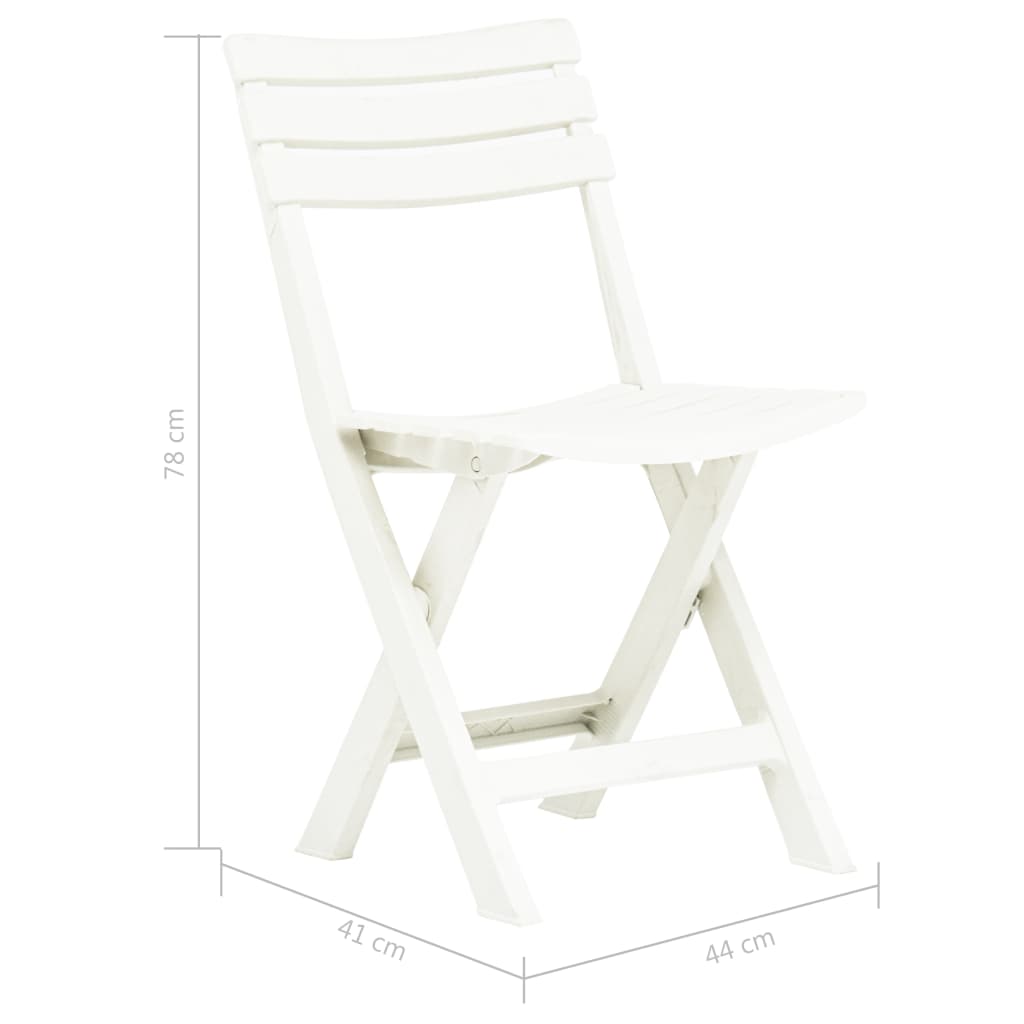 vidaXL Garden Chair | Set of 2 | White | Plastic | Standard | Foldable