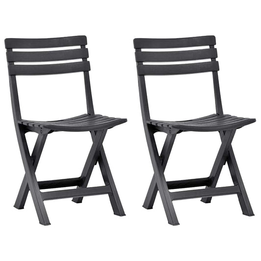 vidaXL Folding Chairs 2 pcs Plastic Anthracite
