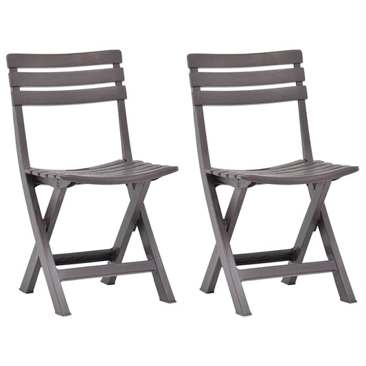 vidaXL Folding Chairs 2 pcs Plastic Mocha