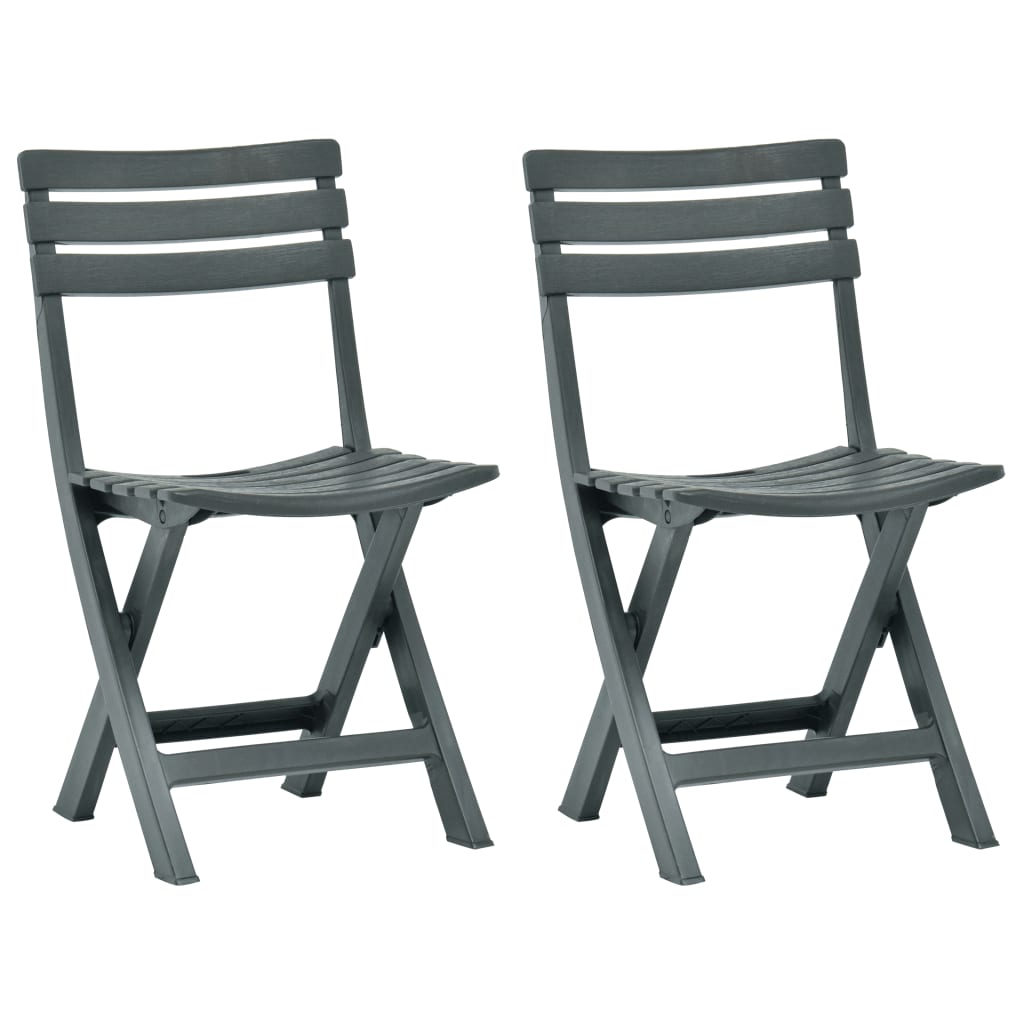 vidaXL Garden Chair | Set of 2 | Green | Plastic | Standard | Collapsible