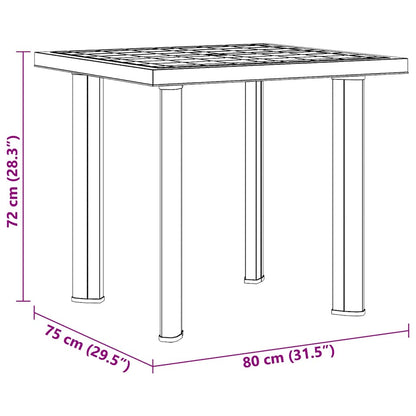vidaXL Garden Table White 80x75x72 cm Plastic