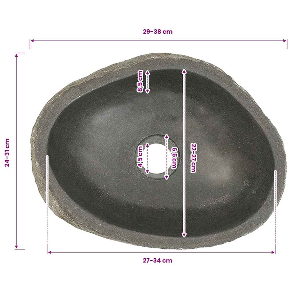 146212 vidaXL Basin River Stone Oval (29-38)x(24-31) cm
